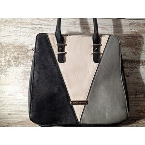 Steve Madden Handbag Top Handles Black & White Faux Leather Womens
